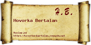 Hovorka Bertalan névjegykártya